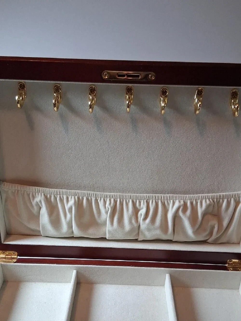 Classic Wooden Jewelry Chest in Deep Red Finish